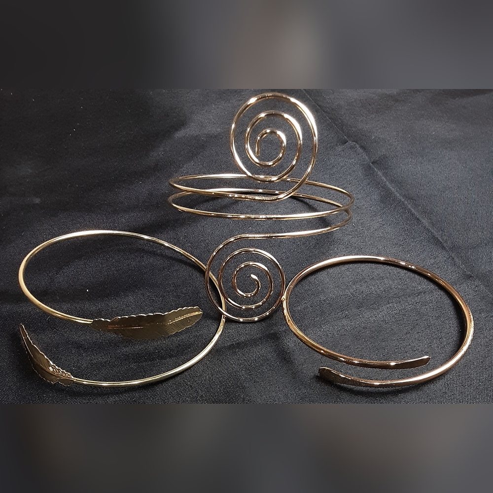 3 Pack Gold Spiral Armband Bangle J280